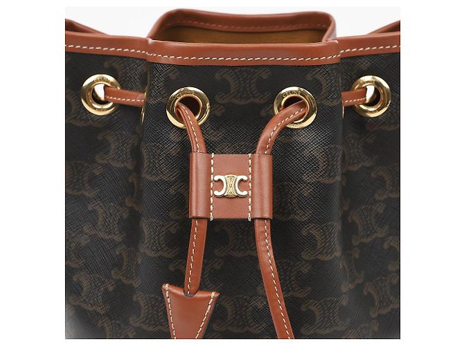 Céline Borsa Tine Clara Triumph in tela e vitello Tan - vista 3