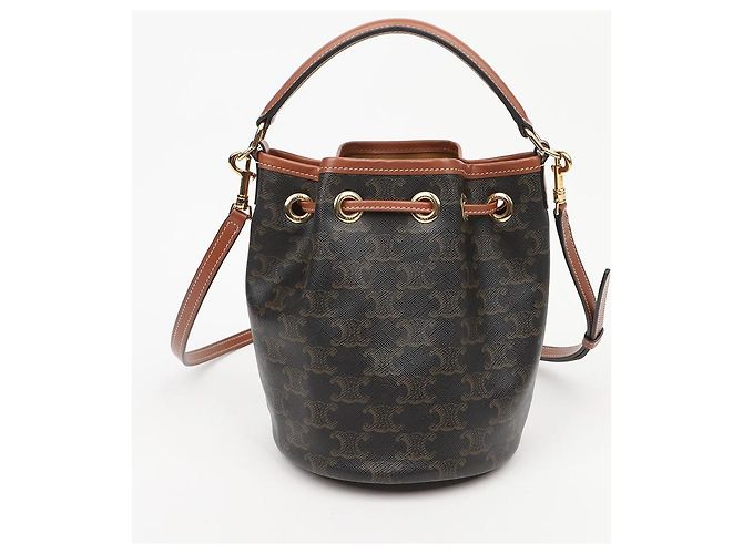 Céline Borsa Tine Clara Triumph in tela e vitello Tan - vista 4