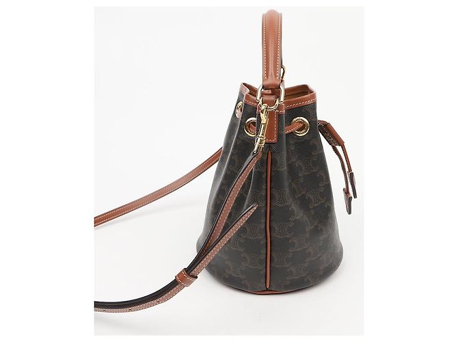 Céline Borsa Tine Clara Triumph in tela e vitello Tan - vista 6