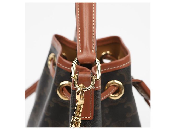 Céline Borsa Tine Clara Triumph in tela e vitello Tan - vista 7