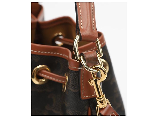 Céline Borsa Tine Clara Triumph in tela e vitello Tan - vista 8
