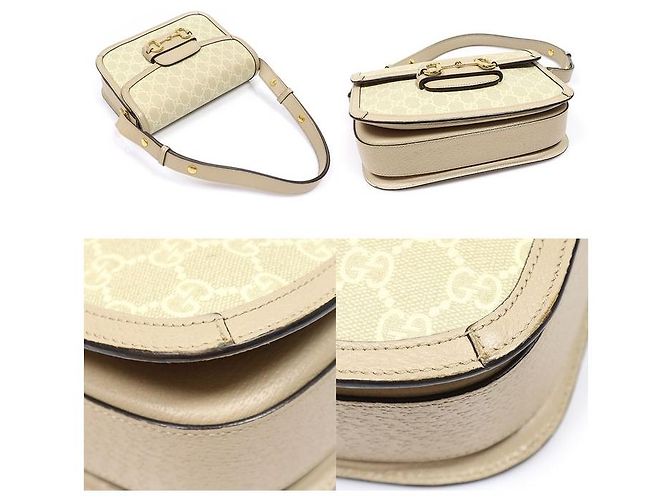 Gucci Supreme Canvas Beige Leather Horsebit Medium Schultertasche - Ansicht 5