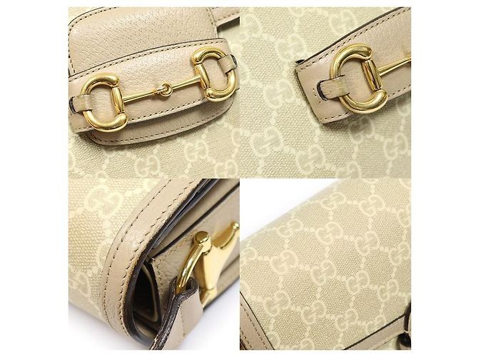 Gucci Supreme Canvas Beige Leather Horsebit Medium Schultertasche - Ansicht 6