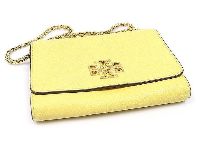 Tory Burch Borsa a spalla in pelle martellata gialla con catena - vista 4