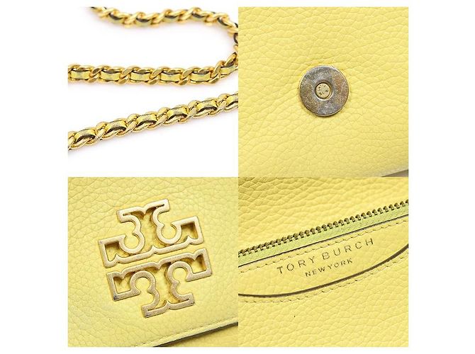 Tory Burch Borsa a spalla in pelle martellata gialla con catena - vista 7