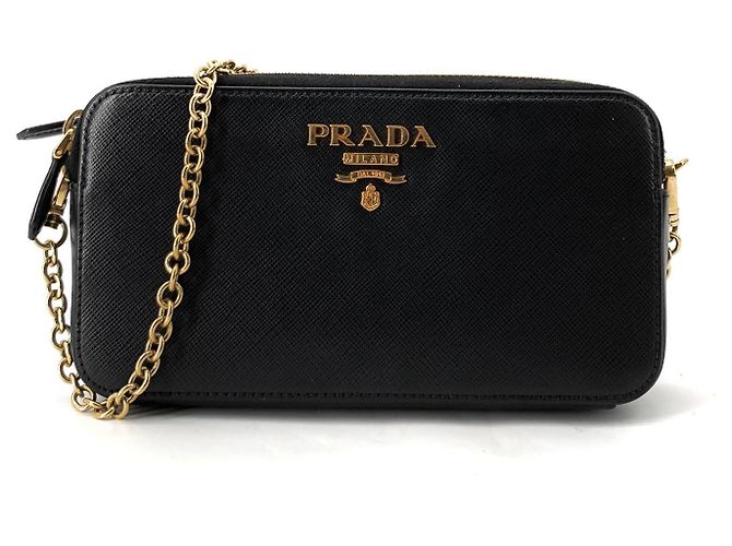 Prada Borsa a tracolla Saffiano con doppia zip e catena - vista 2