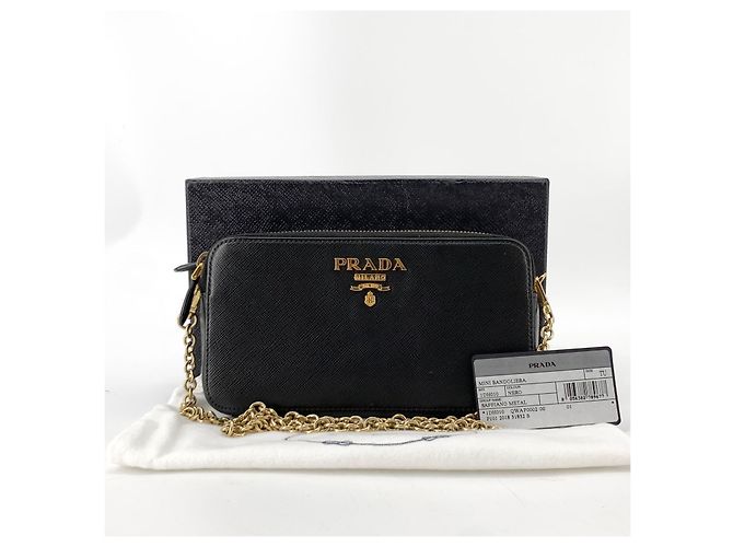 Prada Borsa a tracolla Saffiano con doppia zip e catena - vista 9