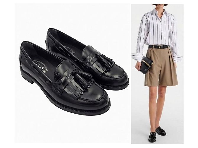 Tod's Mocassini in vernice con nappe e frange Nero - vista 10