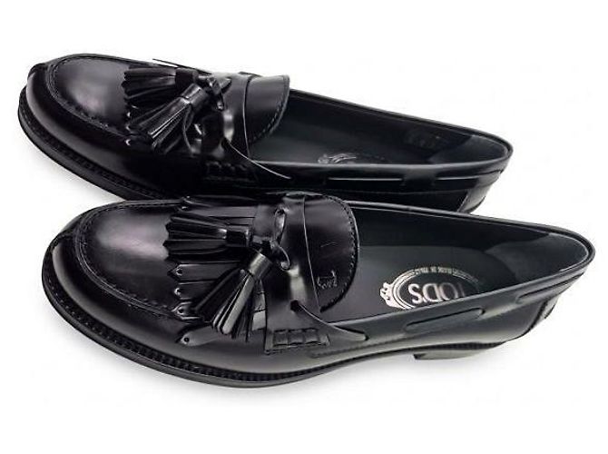 Tod's Mocassini in vernice con nappe e frange Nero - vista 5