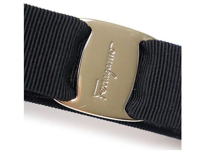 Salvatore Ferragamo Fermi capelli Vara in tessuto nero e tono oro - vista 6