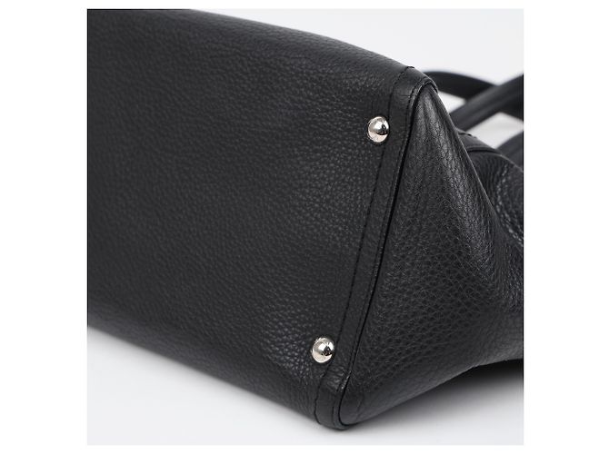 Salvatore Ferragamo Borsa a tracolla Gancini Bulb in pelle nera Argento - vista 14