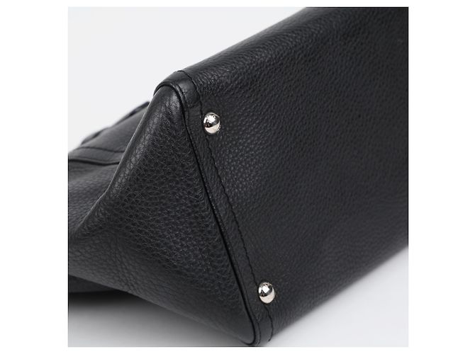 Salvatore Ferragamo Borsa a tracolla Gancini Bulb in pelle nera Argento - vista 15