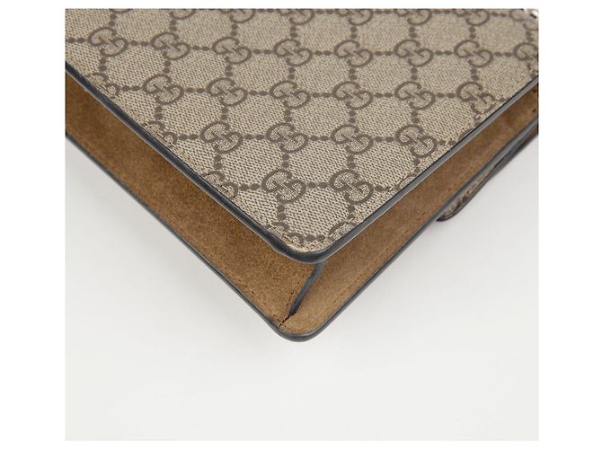 Gucci Borsa a tracolla Mini GG Supreme Canvas Dionysus Beige Suede - vista 11