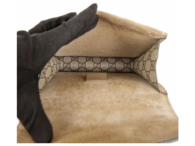 Gucci Borsa a tracolla Mini GG Supreme Canvas Dionysus Beige Suede - vista 13