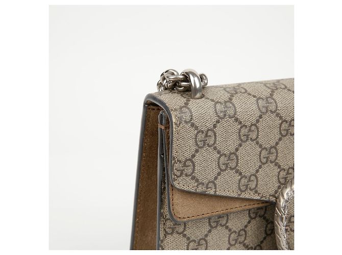 Gucci Borsa a tracolla Mini GG Supreme Canvas Dionysus Beige Suede - vista 2