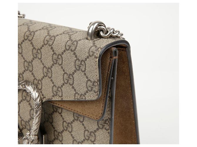 Gucci Borsa a tracolla Mini GG Supreme Canvas Dionysus Beige Suede - vista 3
