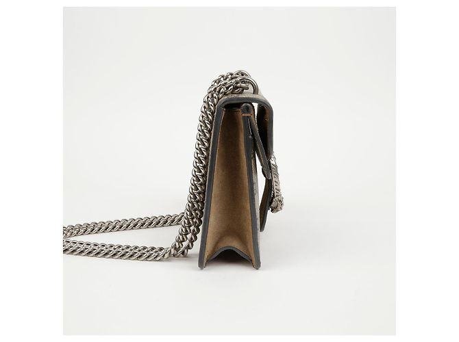 Gucci Borsa a tracolla Mini GG Supreme Canvas Dionysus Beige Suede - vista 5
