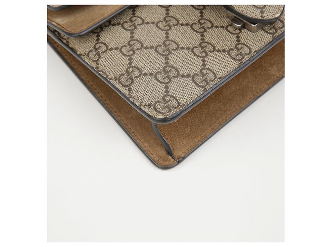 Gucci Borsa a tracolla Mini GG Supreme Canvas Dionysus Beige Suede - vista 7