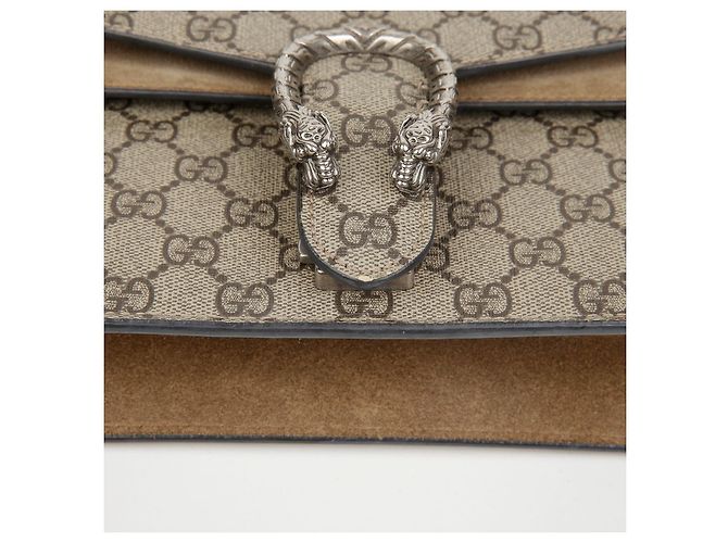 Gucci Borsa a tracolla Mini GG Supreme Canvas Dionysus Beige Suede - vista 8