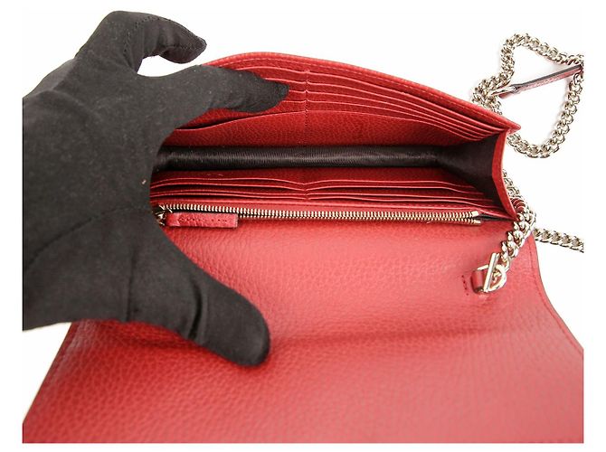 Gucci Mini bolso cadena y cartera de piel Interlocking Rojo - vista 13