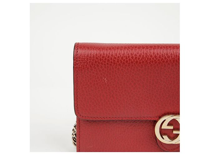 Gucci Mini bolso cadena y cartera de piel Interlocking Rojo - vista 3