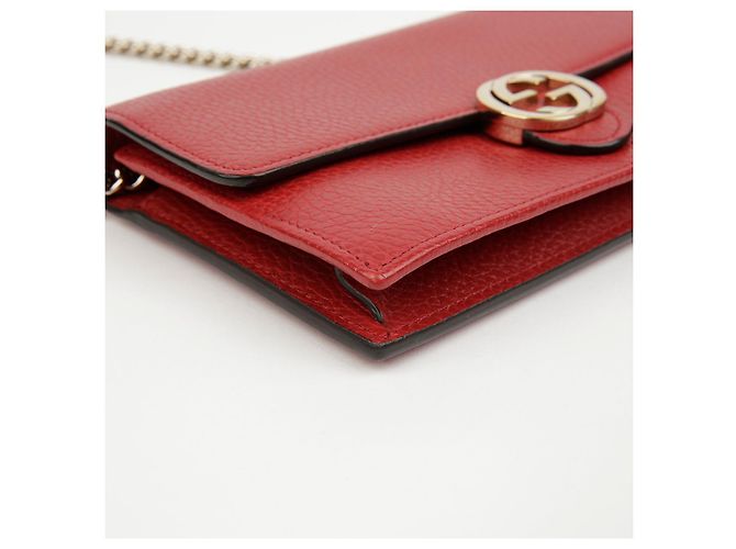 Gucci Mini bolso cadena y cartera de piel Interlocking Rojo - vista 9