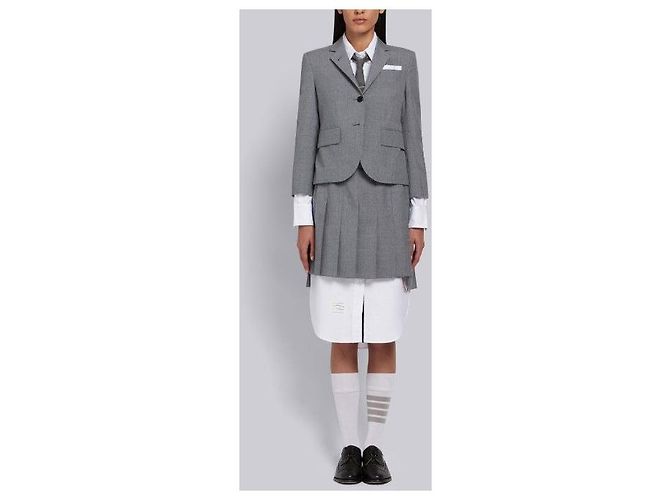 Thom Browne Wool Pleated Mini Skirt Gray - view 4