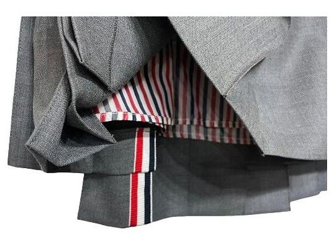 Thom Browne Wool Pleated Mini Skirt Gray - view 8