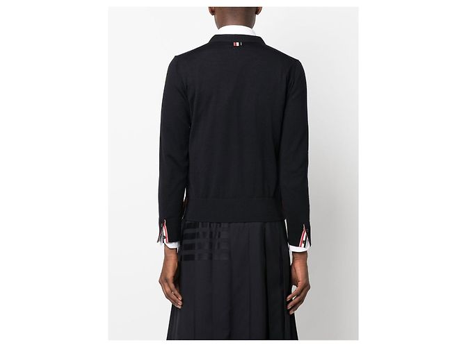 Thom Browne Three Stripes Stitch Wool Cardigan NAVY - view 4