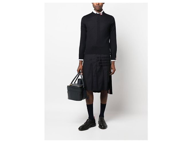 Thom Browne Three-Stripe Stitch Wool Knit Navy - view 2