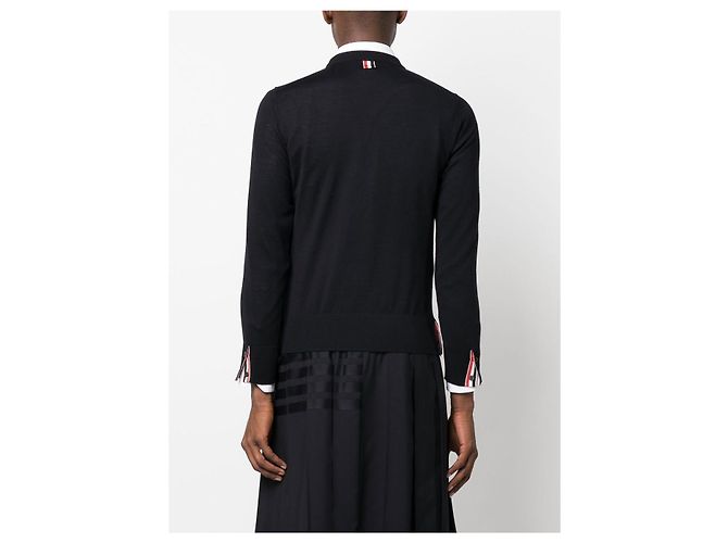 Thom Browne Three-Stripe Stitch Wool Knit Navy - view 4