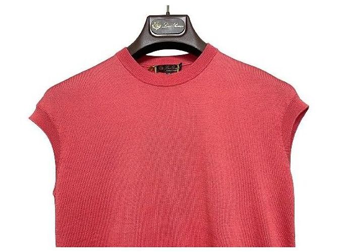 Loro Piana Ärmelloses Strickoberteil Rot-Orange für Damen - Ansicht 5