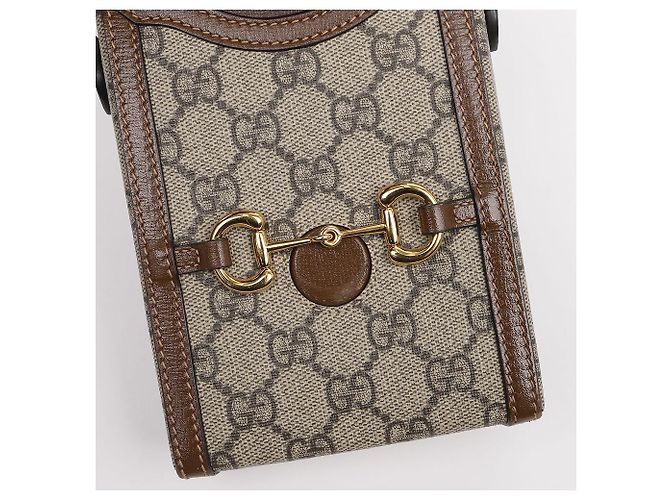 Gucci Borsa a tracolla mini Horsebit GG in canvas brown - vista 12