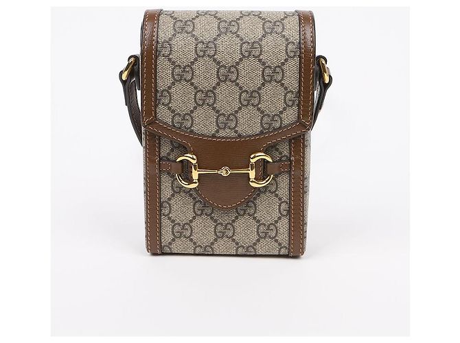 Gucci Borsa a tracolla mini Horsebit GG in canvas brown - vista 2