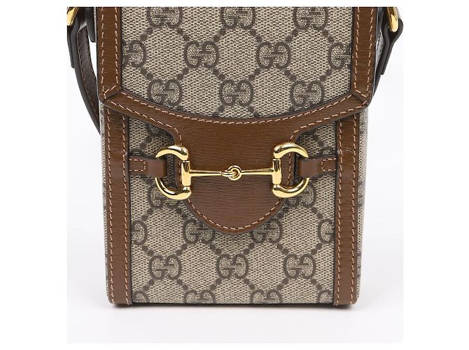 Gucci Borsa a tracolla mini Horsebit GG in canvas brown - vista 3