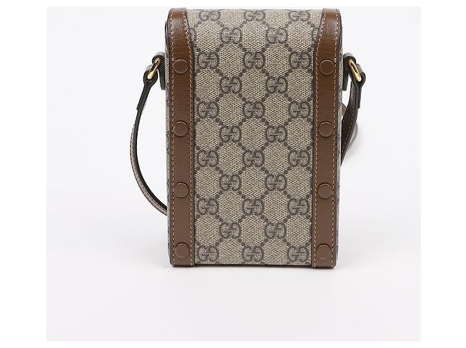 Gucci Borsa a tracolla mini Horsebit GG in canvas brown - vista 4