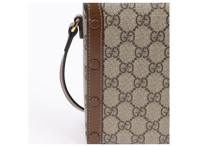 Gucci Borsa a tracolla mini Horsebit GG in canvas brown - vista 5