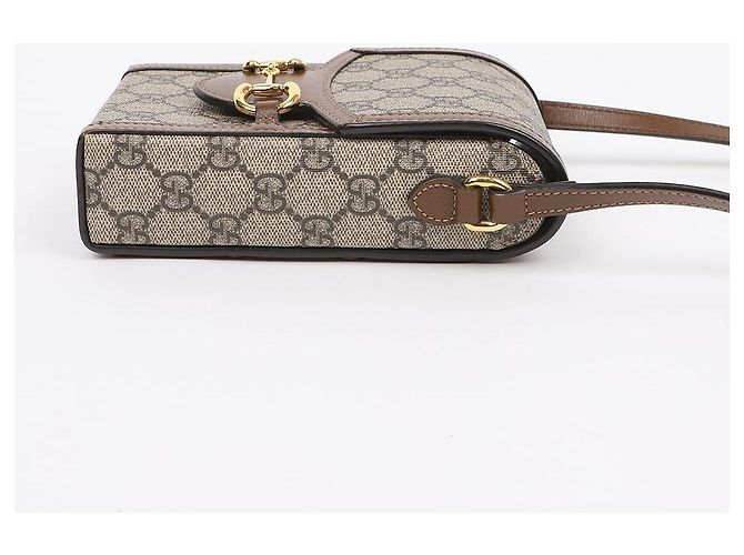 Gucci Borsa a tracolla mini Horsebit GG in canvas brown - vista 6