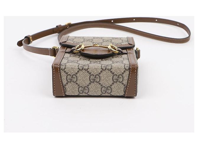 Gucci Borsa a tracolla mini Horsebit GG in canvas brown - vista 7