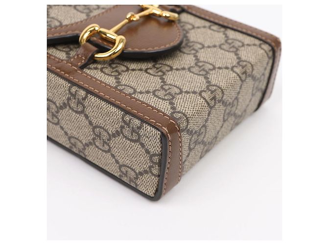 Gucci Borsa a tracolla mini Horsebit GG in canvas brown - vista 9