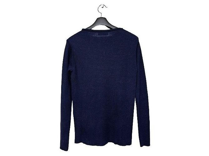 Pull en maille bleu marine Kiton - vue 2