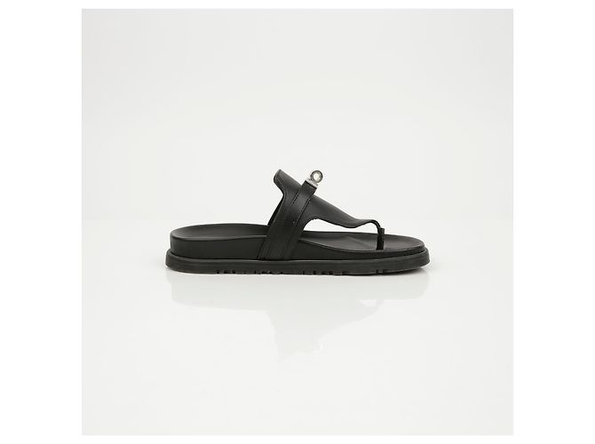 Sandali Hermès in pelle di vitello nera - vista 11