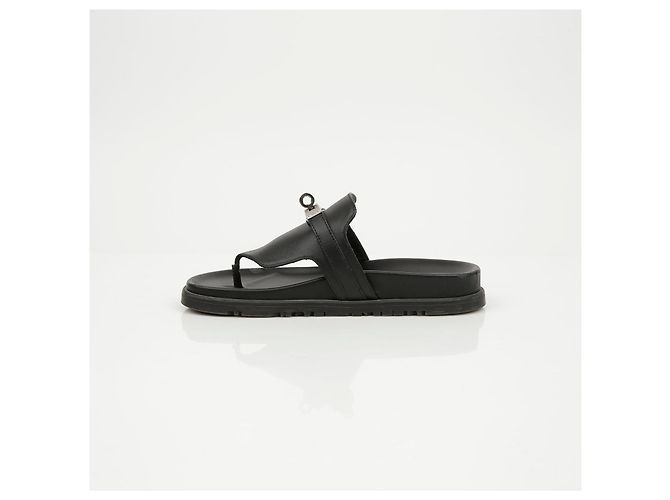 Sandali Hermès in pelle di vitello nera - vista 12