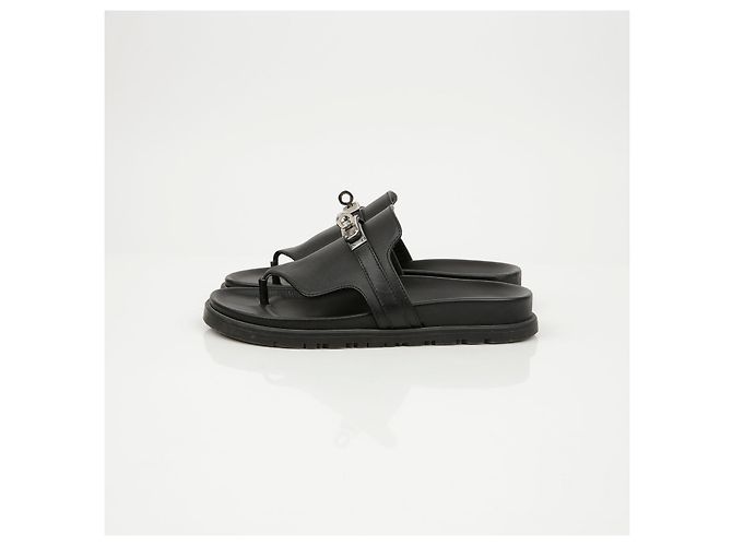 Sandali Hermès in pelle di vitello nera - vista 8