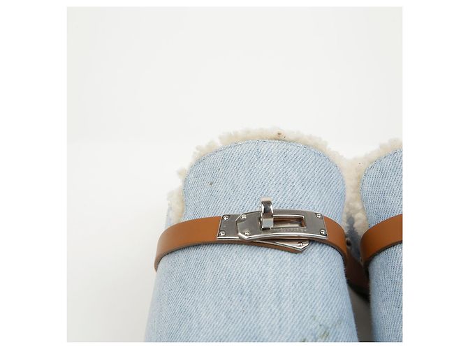 Mule Calota Hermès Blu in Tessuto - vista 4