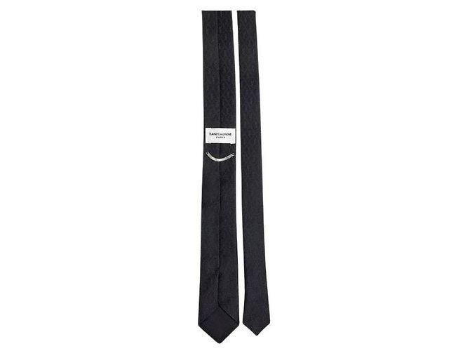 Autre Marque Cravatta SAINT LAURENT in seta con monogramma nera - vista 5