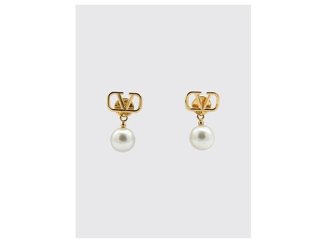 Orecchini Valentino V Logo con perle oro - vista 4