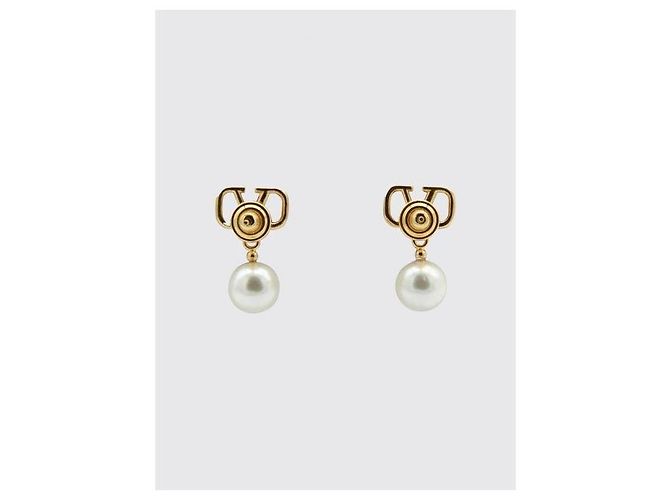 Orecchini Valentino V Logo con perle oro - vista 5