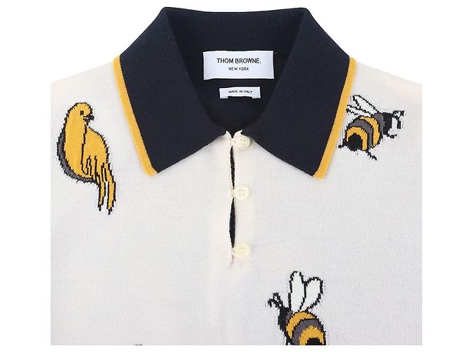 Thom Browne Bird Bee Fun Mix Asymmetrisches Polo Strickgröße - Ansicht 3