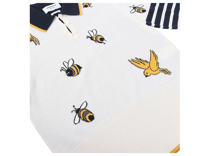Thom Browne Bird Bee Fun Mix Asymmetrisches Polo Strickgröße - Ansicht 5